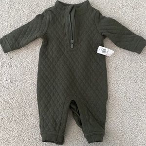 Baby boy quilted one piece - army green 3-6 months